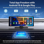 OTTOCAST OttoScreen AI 11.4" Wireless Carplay Screen for Car, Gemini AI Voice Control, Android Auto, Netflix YouTube Google Play, Dual WiFi Dual Bluetooth, 1080P Backup Camera, 8-Core Android 15