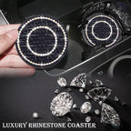 2PCS Bling Crystal Rhinestone Cup Holder Coaster, 2.75 inch Soft Silicone Anti-Slip Shockproof, Car Cup Holder Insert Coasters, Universal Car Interior Accessories for Women (Black & Colorful)