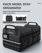 Tactical Car Trunk Organizer - Foldable Trunk Organizer for SUV with Front MOLLE Pocket & Reflective Strips, Essential Car Accessories for Tools & Outdoor Storage, 15.0" x 23.6" x 11.0", Black