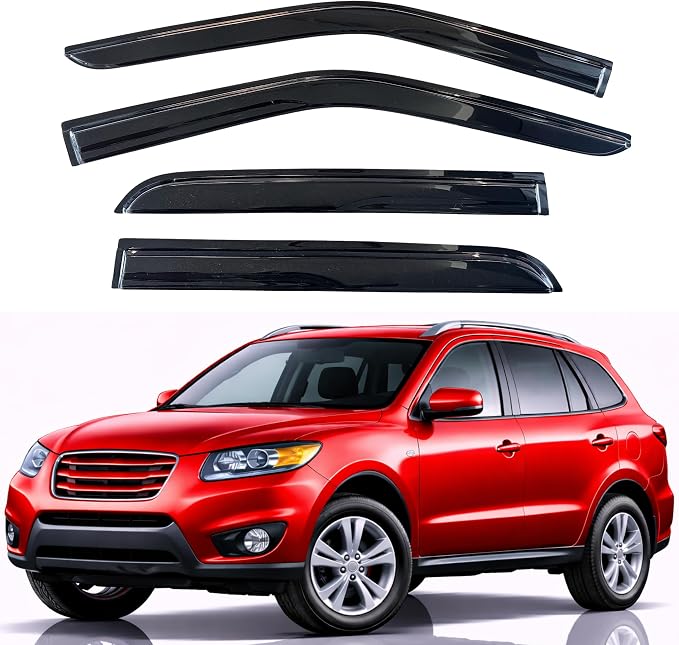 KPY Rain Guards Fit for 2007-2012 Hyundai Santa Fe, Out-Channel Window Visors Vent Wind Deflectors 4PC, Car Accessories for 07-12 Santa Fe