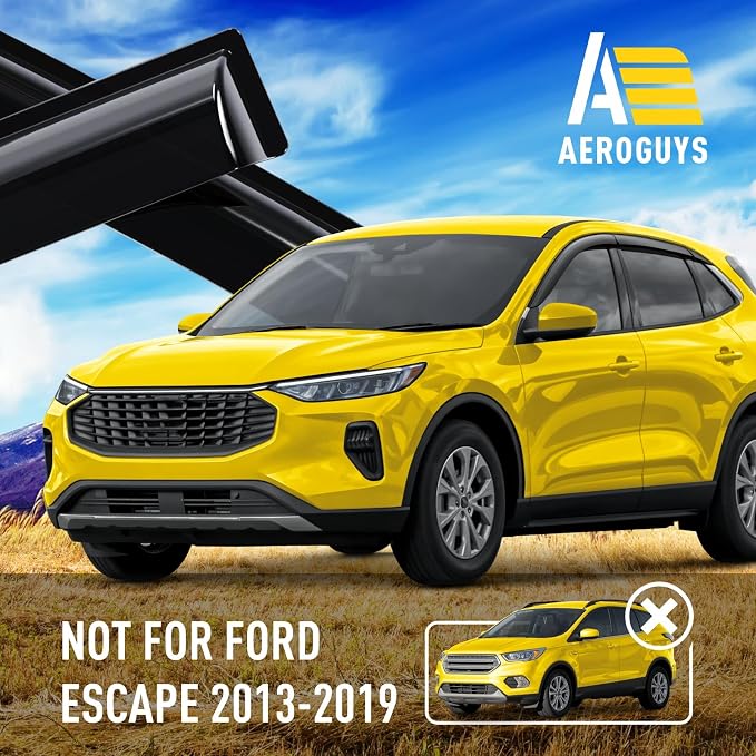Extra Durable Window Deflectors Tape-On Window Visors Rain Guards Fit for Ford Escape 2020-2026, Sun Visors, Wind Vent for Shades, Exterior Car Accessories - 6pcs. AG0166