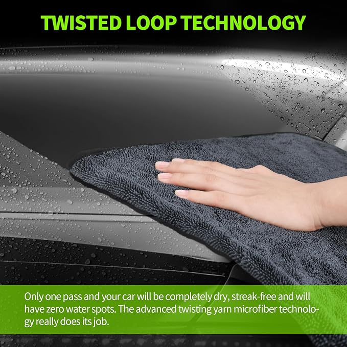 Ultra Absorbent Car Drying Towels with Storage Bag, Extra Large Microfiber Towels for Cars, (36" x 24") Drying Towels Car Detailing, Streak Free, No Water Spots, Scratch-Free, 3 Pack