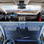 [2025 Upgraded] Windshield Sun Shade Umbrella - Foldable Car Sunshade for Jeep Wrangler/Gladiator, for Toyota 4Runner/Land Cruiser, Front Window Sun Shade UV Block & Heat Shield(Small-55"x23")