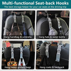 Headrest Hooks for Car Adjustable 4 Pack Vehicle Seat Back Organizer Storage Hanger Holder for Purse Bags Universal Fit with Clip Gray