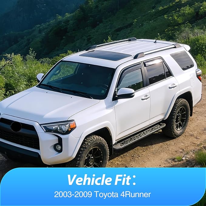 Window Visors for Toyota 4Runner 2003 2004 2005 2006 2007 2008 2009, Tape-On Rain Guards Outside Mount Vent Visors Window Deflectors Smoke Tint, 4PCS
