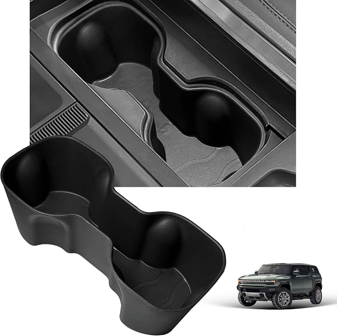 Cup Holder Insert for GMC Hummer EV 2026 2025 2024 2023 2022 Accessories Center Console Silicone Cup Holder Drink Bottle Holder Organizer Non-Slip Interior Decoration for Hummer EV SUV Black