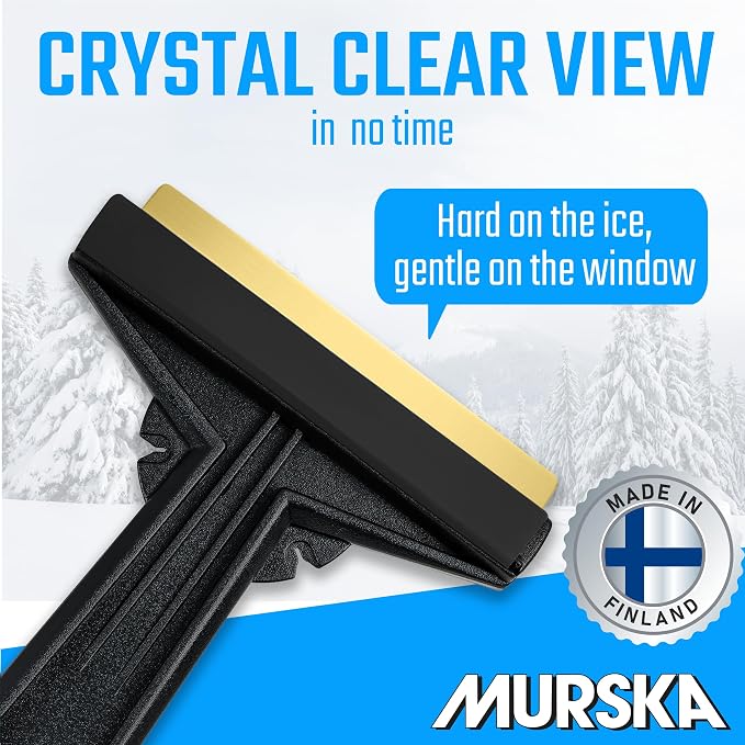 Car Ice Scraper Brass Blade - fast, easy & efficient - [ 2 Pack ] Brass Ice Scraper for Car - Ice Scrapers for Car Windshield Ice Scraper - Original Murska from Europe - for Winter - A054-2 Black