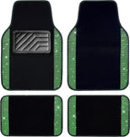 Shining Rhinestones Carpet, Bling Crystal Diamond Sparkly Glitter Car Floor Mats with Anti-Slip PVC Heel Pad Automotive Universal for SUV,Sedan,Car,Van,4pcs for Girl Women Green Diamond