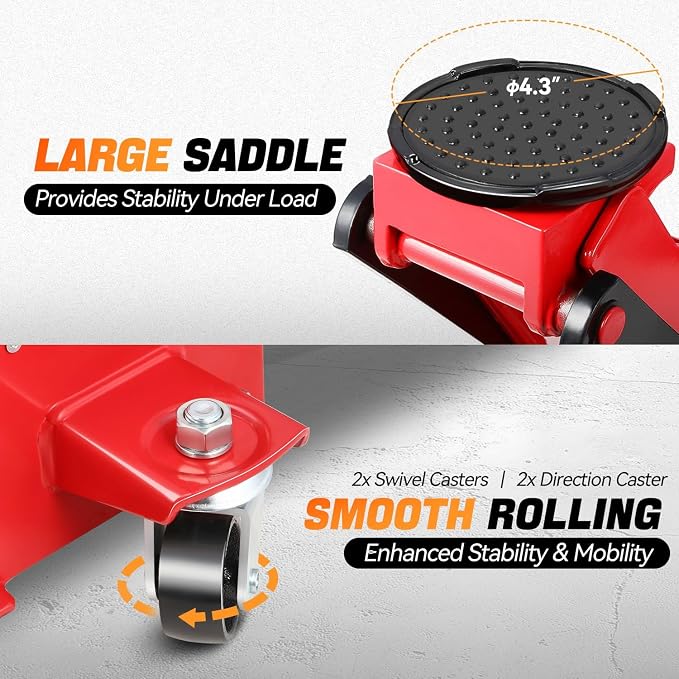 3 Ton Low Profile Floor Jack, Heavy Duty Steel Hydraulic Car Jack with Dual Pistons Quick Lift Pump, Hydraulic Racing Floor Jack, Lifting Range 3" to 20", Red