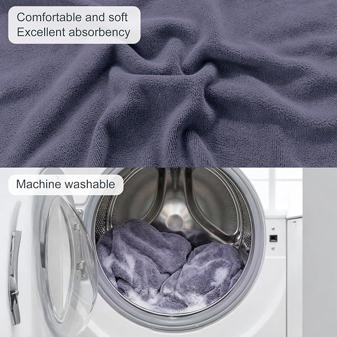 Car Seat Towel Cover, 2pcs Universal Front Seat Protector for Cars, SUVs and Trucks, Sweat Towel Car Seat Cover for Gym, Yoga, Swimming, Pets and Family Travel, Purple Gray