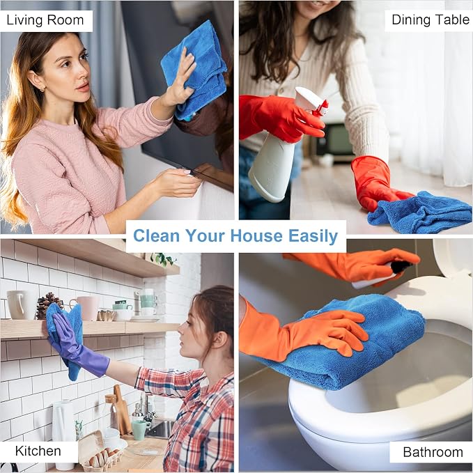 20 Pcs 16 x 16 Inch Edgeless Microfiber Plush Towels for Cars Detailing Drying Wash Polishing Absorbent Cleaning Cloths, 500 GSM (Dark Blue)