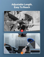 Windshield Cleaning Tool with Extendable Handle, Car Interior Window Cleaner Kit with 4 Reusable Microfiber Pads, Inside Windshield Cleaner for Auto & Home Glass