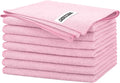 Pink Microfiber Cleaning Cloth -Pack of 8, Highly Absorbent Cleaning Rags, 16"X12" All Purpose Cleaning Towels for Housekeeping, Kitchen, Car, Lint Free and Reusable Microfiber Towels