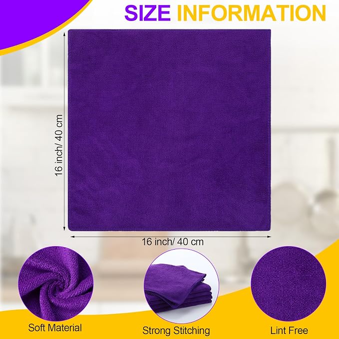 60 Pcs Microfiber Cleaning Cloths for Cars 16 x 16 Inch Ultra Absorbent Car Towels Drying Reusable Cleaning Supplies House Kitchen Window Microfiber Towel (6 Color)