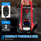 Bullseye 12V DC Car Tire Inflator Portable Air Compressor - Rapid 2 Minute Inflation, Auto Shut-Off, Max 150 PSI, Easy Cord Storage, Digital Pressure Gauge, LED Display - (Red) - As Seen on TV