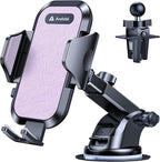 Car Phone Holder, 2026 Military-Grade 89bs Strongest Suction Phone Holders for Your Car Dashboard/Windshield/Vent Easy Clamp Cellphone Holder Truck Stand for iPhone 17 16 15 Pro Max, Purple