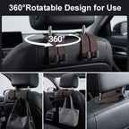 Car Seat Hooks Dual Hangers Storage Organization Gadgets Accessories 2 Pack | Headrest Holder for Purses, Bags, Coat and Handbag, 360° Rotating, Car Interior Gadgets Universal for Truck, ATV, RV - Brown