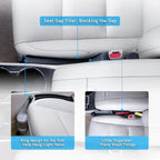 Car Seat Gap Filler Set of 2, 3IN1 Seat Side Gap Filler Plug with Storage Slot & Hook Function, Soft Foam Universal Fit Car SUV Truck Fill Gap Between Seats Console Organizer（Narrow Black）