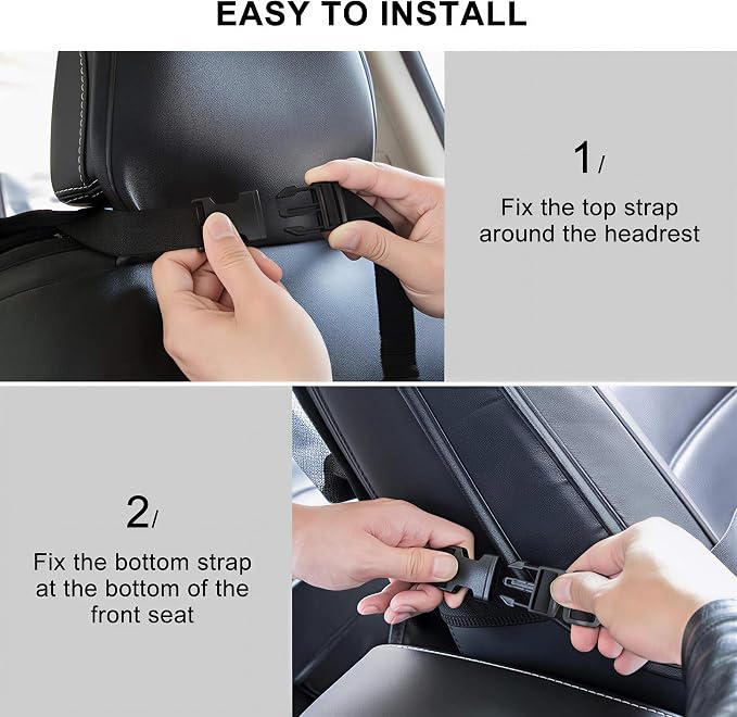 Backseat Car Organizer Mats Back Seat Organizers and Storage Bag with Touch Screen Tablet Holder for Kids Toddlers Seats, Travel Accessories, Road Trip Essentials (2PCS)