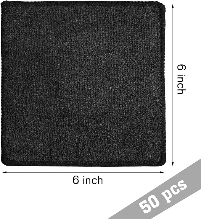 Cleaning Cloth Dry Erase Cloth Cleaning Rags Reasonable Kitchen Towels Microfiber Towels Cars Wash(6 x 6 Inch,Black,50 Pcs)