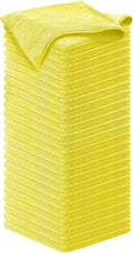 Microfiber Cleaning Cloth Yellow - 50 Pcs 12.5"x12.5" - High Performance - 1200 Washes, Ultra Absorbent Towels Weave Grime & Liquid for Streak-Free Mirror Shine - Car Washing Cloth