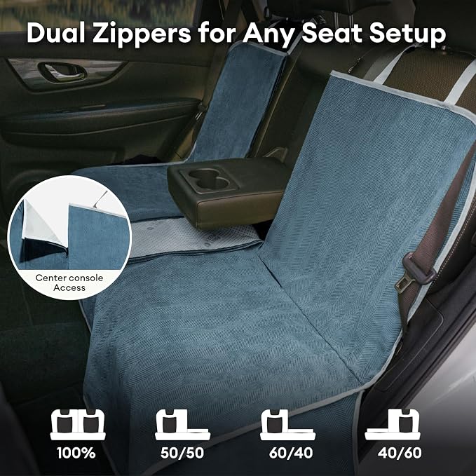 Dog Car Seat Cover for Back Seat, Back Seat Pet Cover for Dogs Waterproof, Scratchproof Dog Backseat Cover, Non-Slip Bench Car Seat Protector, Universal Fit Most Cars, SUVs, Trucks, Blue