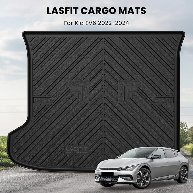 Cargo Mat for Kia EV6 2024 2023 2022, All Weather TPE Custom Fit Easy Clean Car Trunk Mat for Kia EV6 2022-2024 Cargo Liner, Black