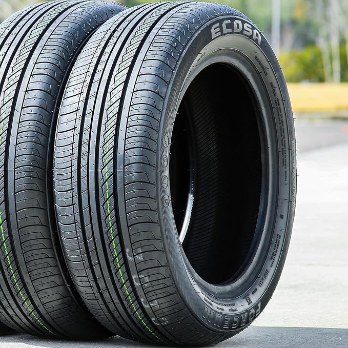 Set of 4 (FOUR) Ecosa All-Season Passenger Car Touring Radial Tires-195/65R15 195/65/15 195/65-15 91H Load Range SL 4-Ply BSW Black Side Wall UTQG 400AA