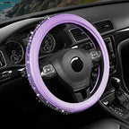 Bling Steering Wheel Cover – Purple Diamond Design, Universal Fit 14.5-15 Inch, Microfiber Leather, Anti-Slip & Breathable Design for Men and Women