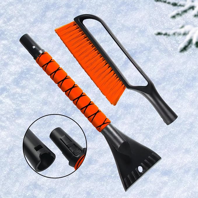 27" Snow Brush & Ice Scraper for Car Windshield, Detachable Snow Scrapers with Foam Grip for Cars, Trucks, SUVs