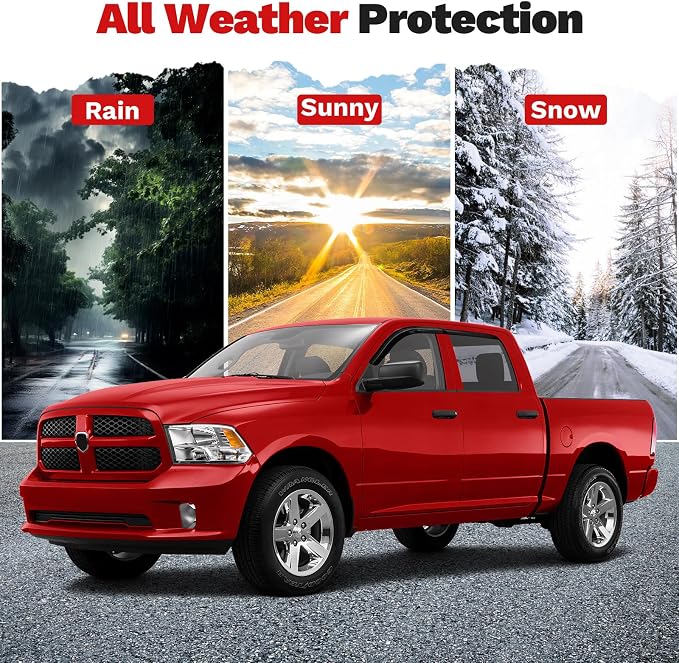 Window Visors Rain Guards for Dodge Ram 1500 Crew Cab 2009-2018/Ram 2500&3500 Crew Cab & Mega Cab 2010-2026/Ram 1500 Classic Crew Cab 2019-2024, Tape-On Side Window Deflectors Vent Visors 4PCS