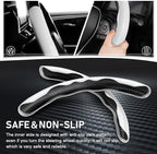Steering Wheel Cover, Carbon Fiber Steering Wheel Cover for Men/Women, Anti-Slip, Durable, Universal for 99% Car Interior Accessories (White)