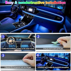 6 in 1 Car Led Strip Lights with App Control, RGB Colors Interior Car Lights, Ambient Led Lighting Kit, 4 Light Flashing Modes, USB Neon Accessories for Doors, Center Console