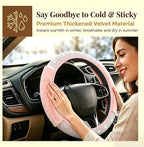 Bling Steering Wheel Cover Pink Fluffy Rhinestone for Women Girls | White Diamond Elastic Car Steering Wheel Accessories Sparkling Fur Steering Wheel Protector Warm Universal Fit 14-15 inch