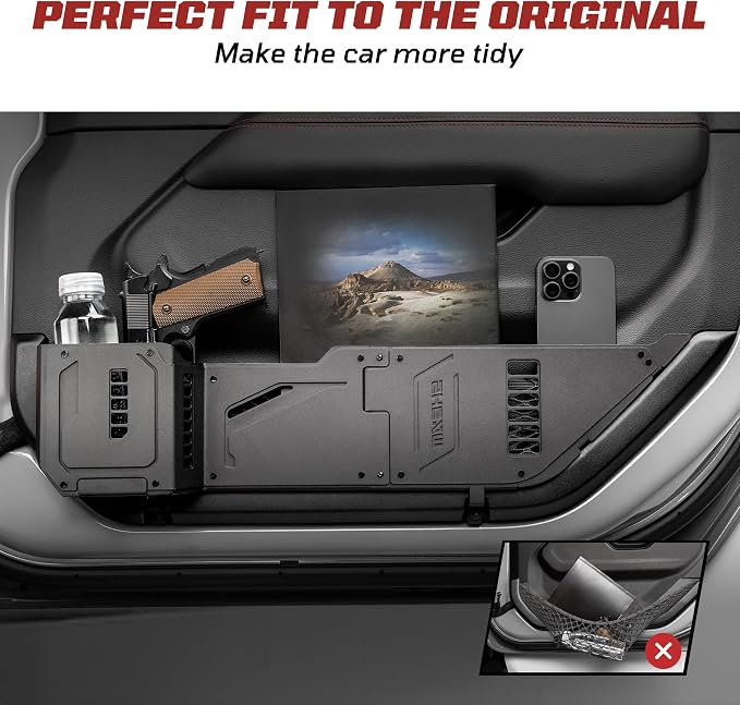 Metal Front Door Pocket Storage Box with Cup Holder Compatible with Jeep Wrangler JL JLU 4XE(2018-2026) & Gladiator JT(2020-2026), Car Side Insert Organizer Box Interior Accessories - 2PCS