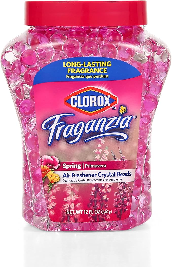 Fraganzia Crystal Beads Air Freshener, Long Lasting Room Deodorizer and Odor Eliminator Gel Beads to Freshen Home, Car, or Office, Spring Scent, 12 Fl Oz