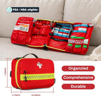 Premium First Aid Kit, 219 Pcs Fully Stocked, Organized Emergency Medical Kit with Zip Stitch Wound Closure, Ideal for Car, Travel, Hiking, Home, Businesses, HSA/FSA Approved (Large)