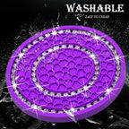4PCS Bling Crystal Rhinestone Cup Holder Coaster, 2.75 inch Soft Silicone Anti-Slip Shockproof, Car Cup Holder Insert Coasters, Universal Car Interior Accessories for Women (Purple & White)