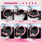 Ventilated Heart-Shaped Steering Wheel Cover with Anti-Slip Leather Grip. Compatible with Ford, Toyota, Honda, Nissan, and Chevrolet Vehicles for 14.5-15.2 inch Round Steering Wheels.