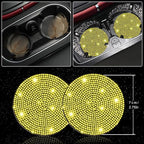 27 PCs Yellow Bling Car Accessories Set for Women, Steering Wheel Covers Universal Fit 15 Inch, Bling License Plate Frame, Bling Phone Holder, Bling Car Coasters (Yellow Diamond)