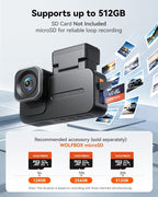X5 3 Channel 4K HDR Dash Cam, STARVIS 2 IMX678 8MP Night Vision, 4K+2.5K+1080P Front and Rear Inside Car Camera GPS, Support Voice Control,Touch Screen and 5.8GHz WiFi (Card Not Included)