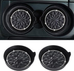 Car Cup Coaster Universal Non-Slip Cup Holders Bling Crystal Rhinestone Car Interior Accessories 2 Pack Black Flower