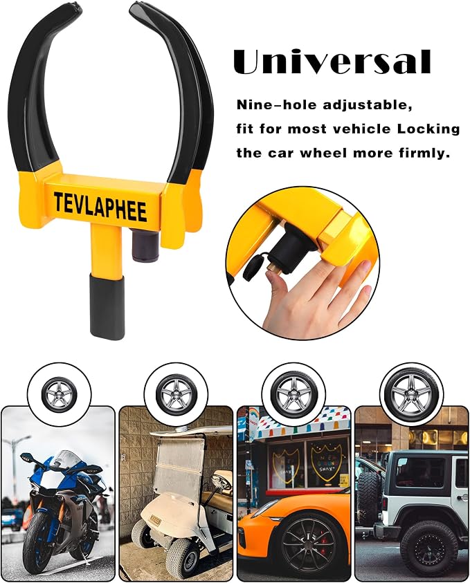 Universal Wheel Lock Heavy Duty Security Trailer Wheel Lock Anti Theft Wheel Locks for Cars SUV Camper Motorcycle Trailer Great Deterrent Bright Color with 3 Keys (Red-Yellow)