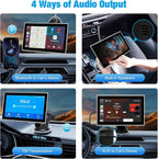 Carplay Screen for Car，7" Portable Wireless Carplay & Android Auto - HD Touchscreen Car Play with Bluetooth, Mirror Link, Live Map,Voice Control, FM Transmit (Silver)