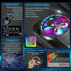 1600W Car Subwoofer, 10" Ultra-Thin Powered Under-Seat Sub with Built-in Amplifier, LPF/Gain/Bass Boost, Touch Control, Physical Switch Rhythm LED Ambient Light, Independent Bass Knob