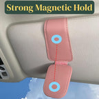 CHOSMOYI Magnetic Leather Sunglass Holder for Car, Sunglasses Clip for Car Visor, Auto Interior Accessories Universal for Different Size Eyeglasses(Pink)