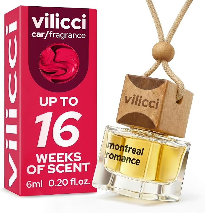 Car Air Freshener | Luxurious Auto Perfume | Premium Hanging Air Freshener | Long Lasting Fragrance for Auto and Home | 1 Bottle of Car Scent (1 Count (Pack of 1), Montreal Romance)