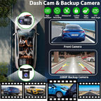 [QLED Screen Upgrade] 7" Double Din Car Stereo with Dash Cam, Wireless Apple CarPlay and Android Auto, Bluetooth, 240W 4.2-Channel Audio Output, MirrorLink, Backup Camera, AM/FM Car Radio
