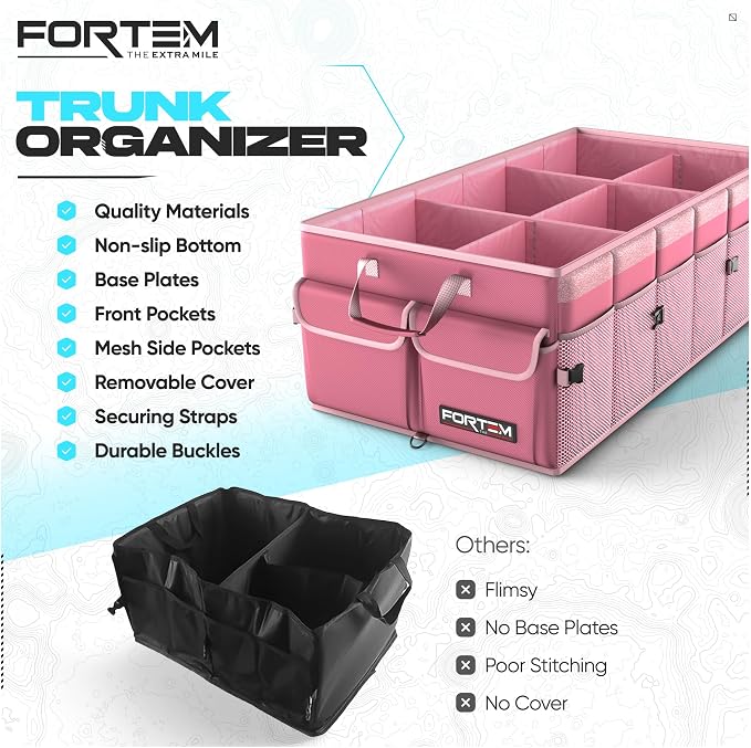 Trunk Organizer For SUV Car Trunk Organizer, Foldable Storage, Car Accessories for Women Men, Collapsible Bag, 600D Oxford, Non Slip Bottom, Straps, Soft Cover (85L)