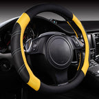 Line Rider Microfiber Leather Sporty Steering Wheel Cover Universal Fits for 95% Truck,SUV,Cars,14.5-15inch Anti-Slip Safety Comfortable Desgin (Black-Yellow)